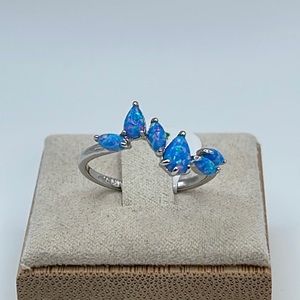 Bomb Party Ring CALL ME GLAMOROUS RBP5948 Azure Blue Fire Opal/Rhodium NWT& BAG